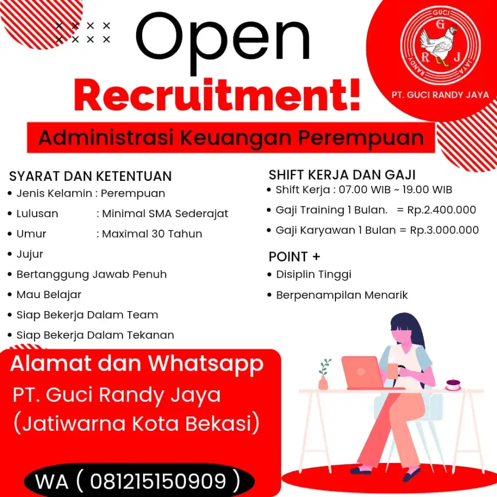 PT. GUCI RANDY JAYA BEKASI (OPEN RECRUITMEN/DIBUKA LOWONGAN PEKERJAAN)