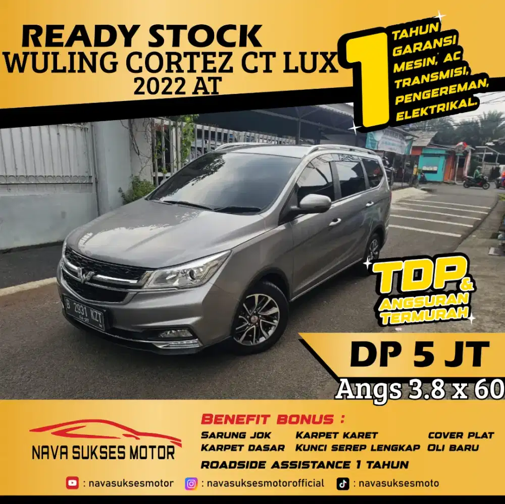 TDP 5Jt Angs Termurah Wuling Cortez CT Luxury 2022 Matic Abu Abu LowKm