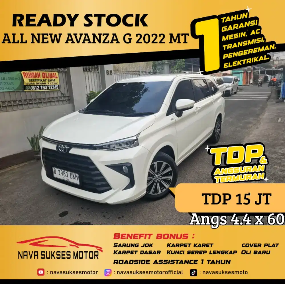 TDP 15 Jt Angs Termurah All New Avanza G 2022 Manual Putih Low Km