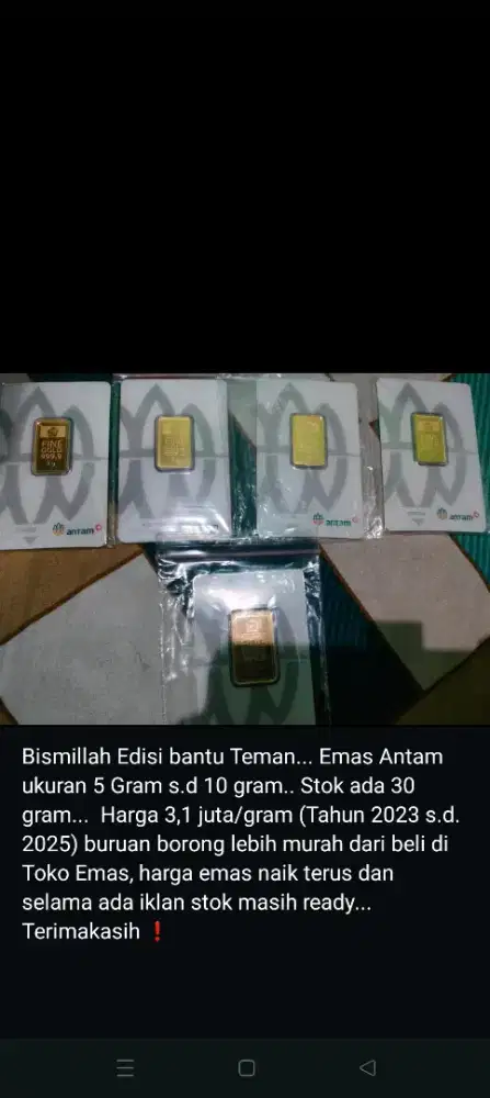 Jual Emas Antam 3,1 juta/gr lokasi Bogor, Bisa Cod Jabodetabek