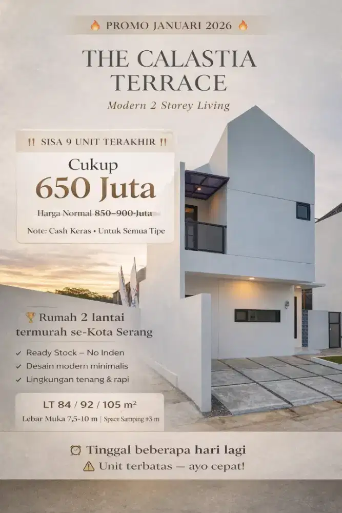 Rumah 2 lantai luas Tanah 105 m² Kota Serang Banten