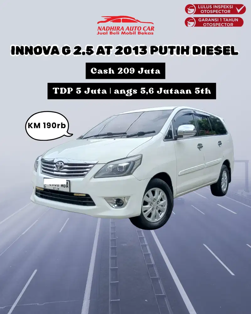 DP Hanya 5 Juta Aja Innova G 2.5 AT 2013 Putih Diesel