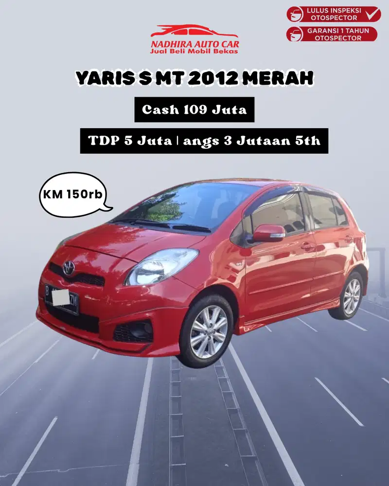 TDP Hanya 5 Juta Yaris S MT 2012 Merah