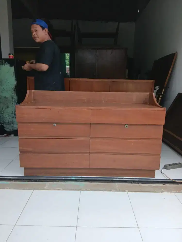 lemari laci drawer cabinet kayu jati tua antik