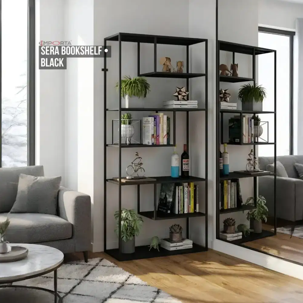 Lemari Cabinet Besi Importa Sera Bookshelf Black