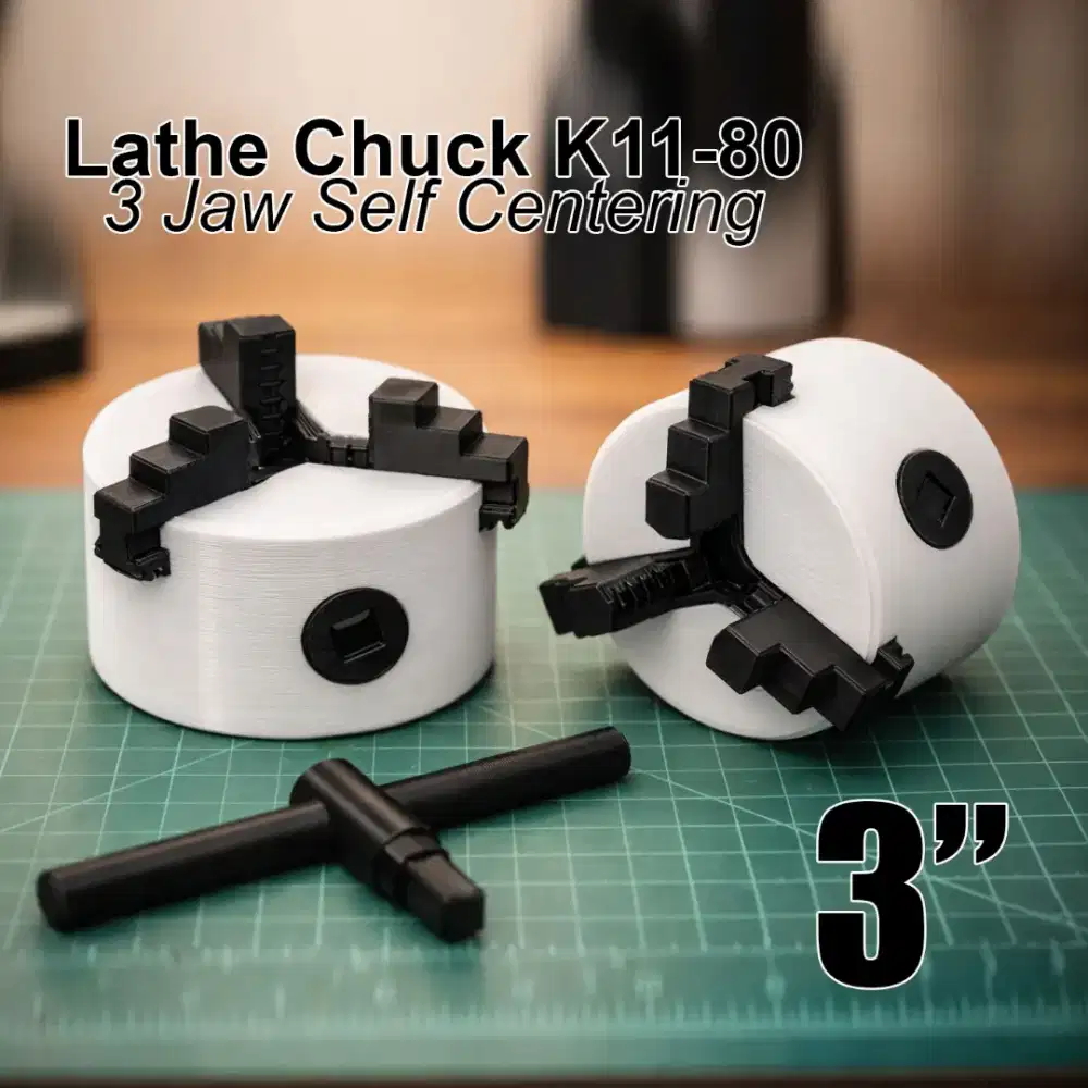 3D Printed 3 Jaw Chuck bubut 3 in self centering