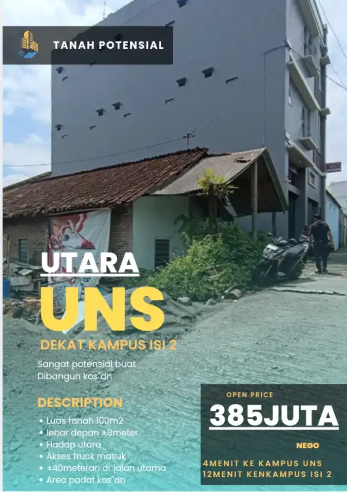 Tanah 100 buat kos utara UNS