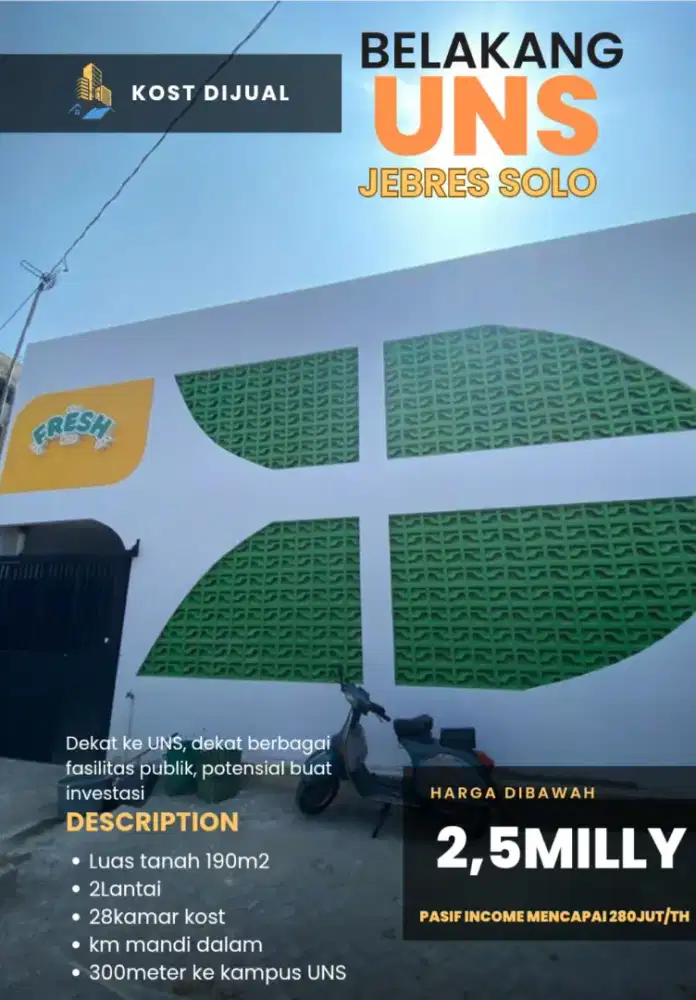 Kost dijual belakang UNS Solo
