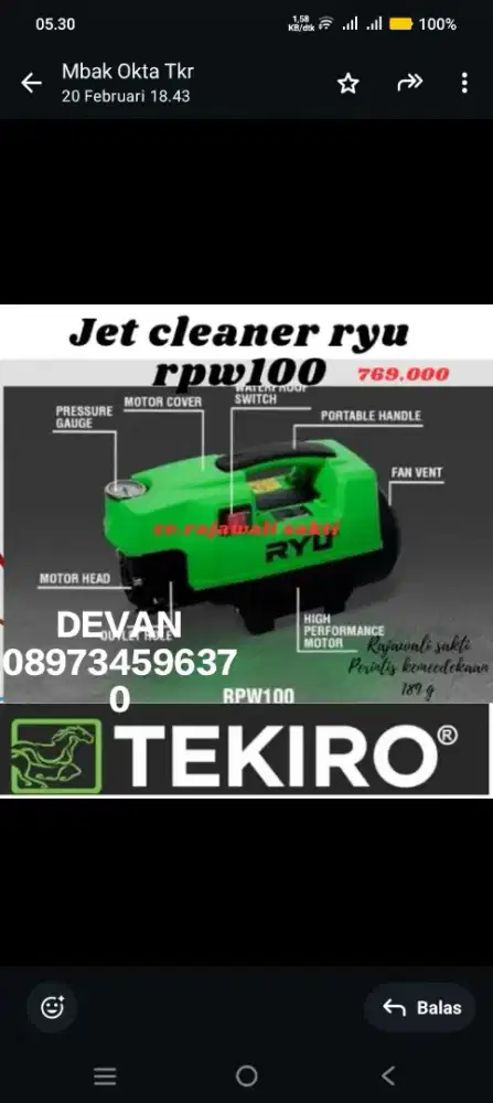 Steam ryu 100 bar 400watt RPW100