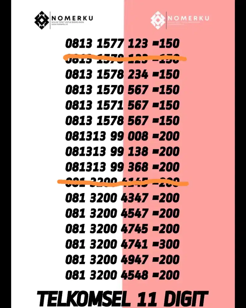 JUAL NOMOR CANTIK 11DIGIT MURAH