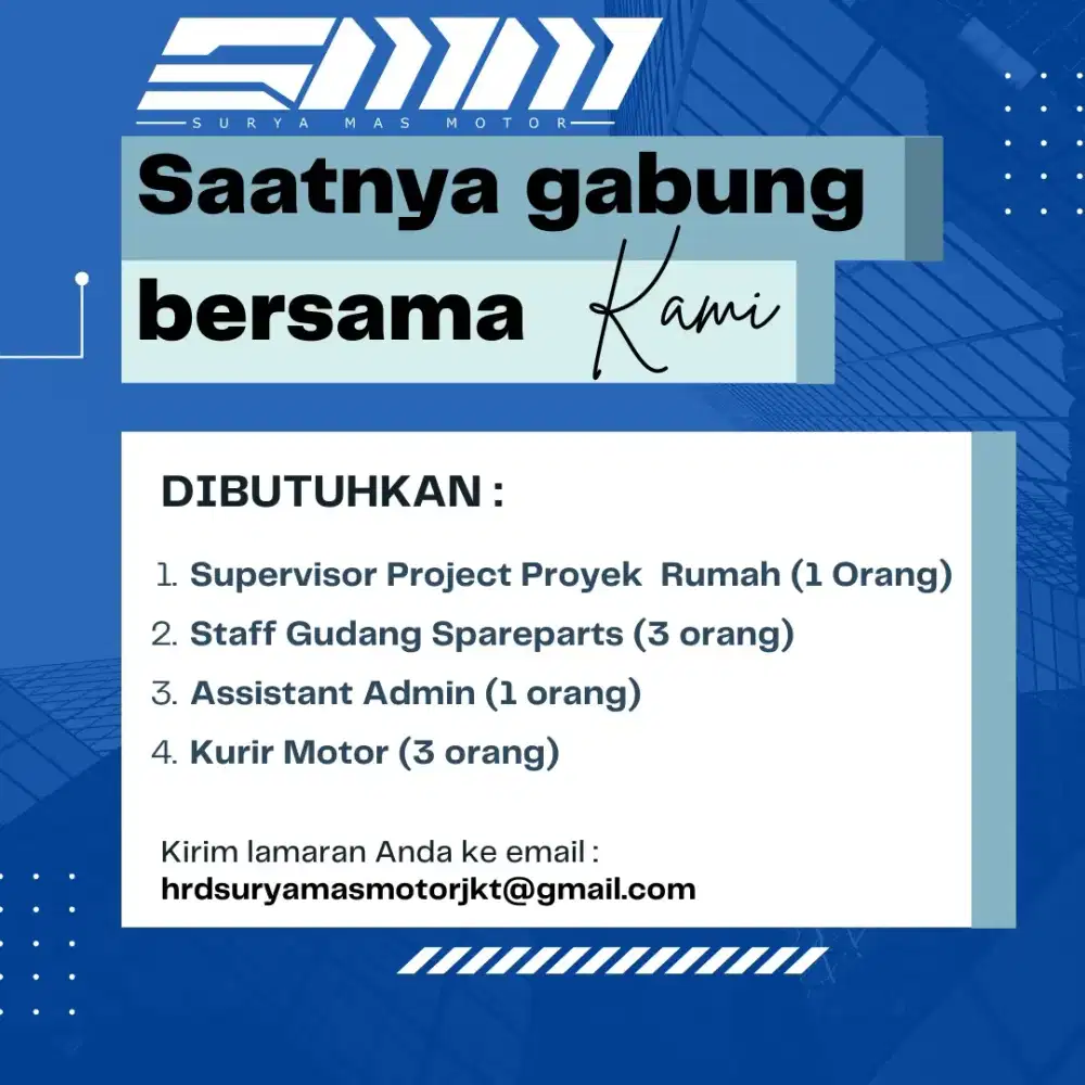 Dibutuhkan karyawan toko sparepart