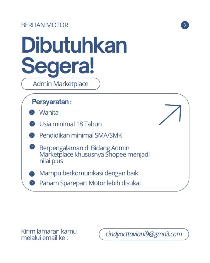 Lowongan kerja Admin Marketplace