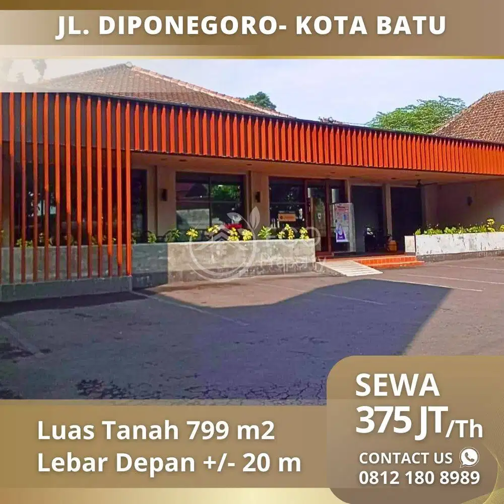 Sewa Bangunan Komersil Lokasi Jl. Diponegoro Sekitar Batu Town Square