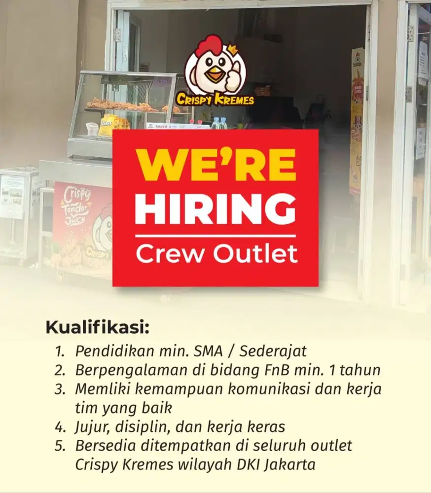 Lowongan Crew Outlet Crispy Kremes Gading Nias