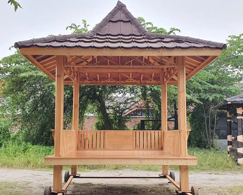 Gazebo Kayu Jati Belanda Atap Metalroof