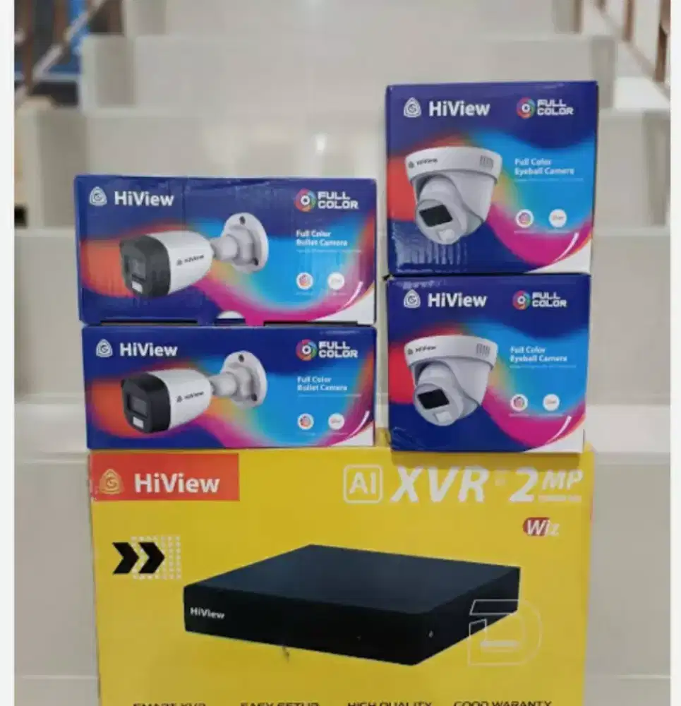 Paket cctv hiview 8 ch 4 kamera full color 2mp