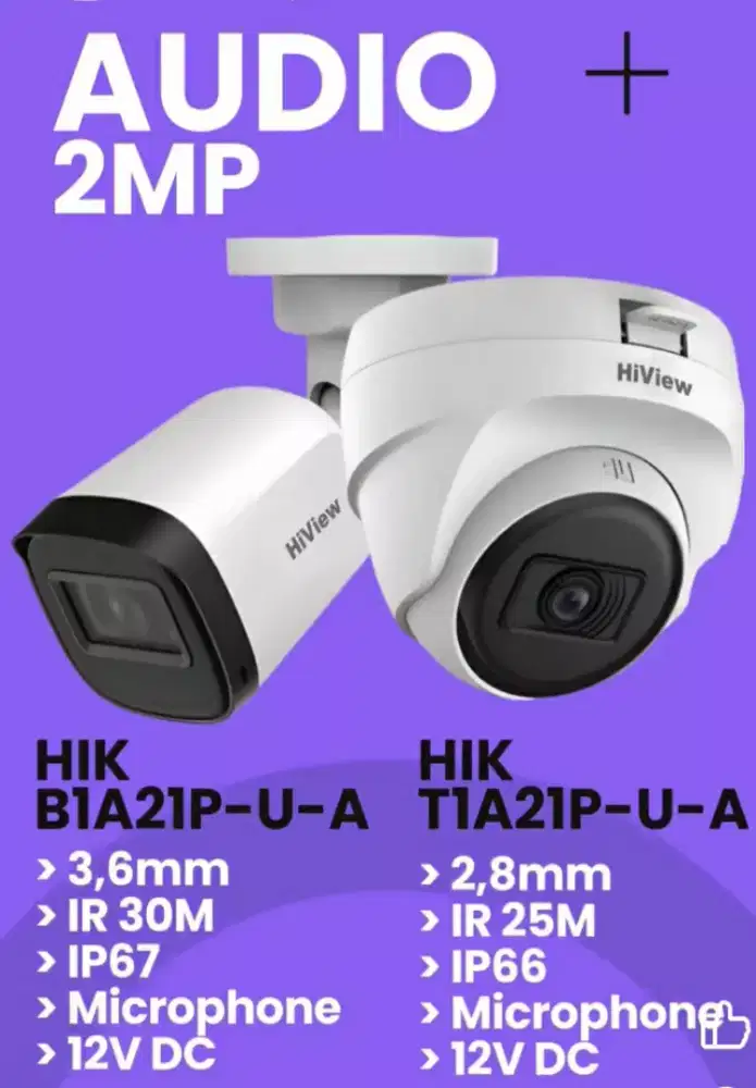 Paket cctv hiview 8 ch 4 kamera audio 2mp
