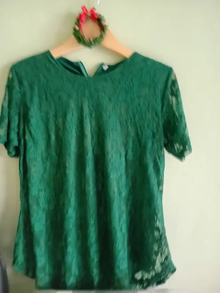 Kebaya kaos stretch melar hijau+ Gift