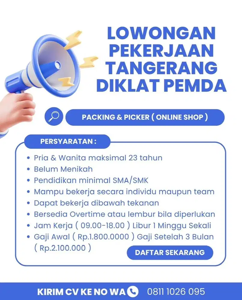 BUTUH CEPAT ! Packing (Online Shop) Diklat Pemda - Kelapa Dua