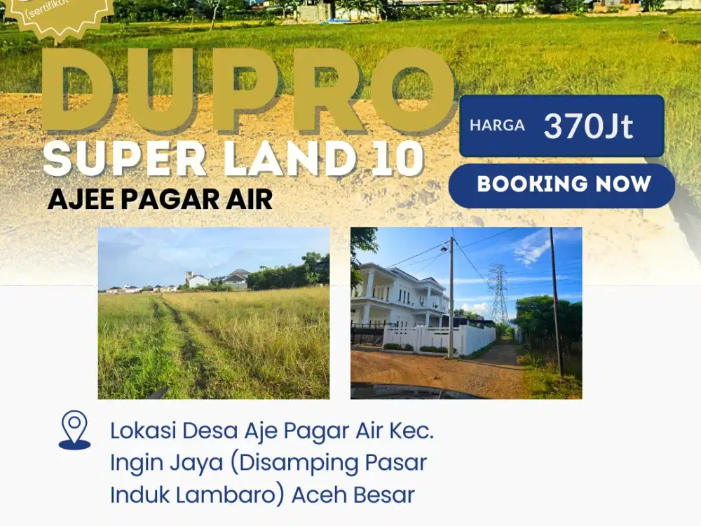 Dijual Tanah SHM 364 m² Akses Aspal di Aje Pagar Air, Ingin Jaya – Lambaro