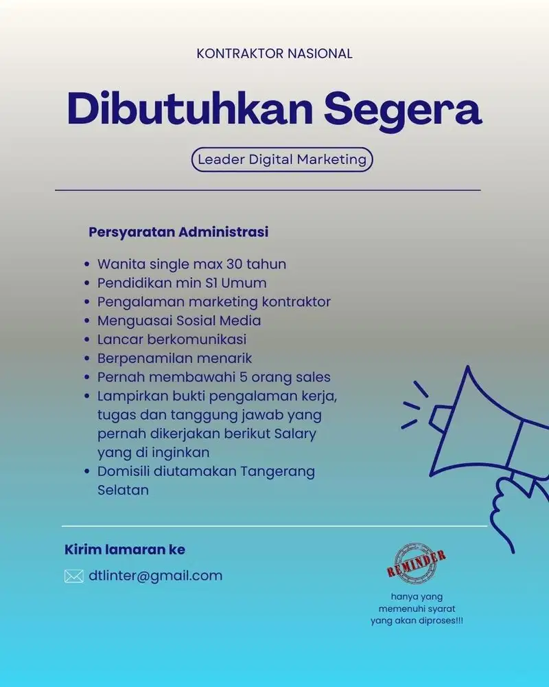 Dibutuhkan Segera!!!