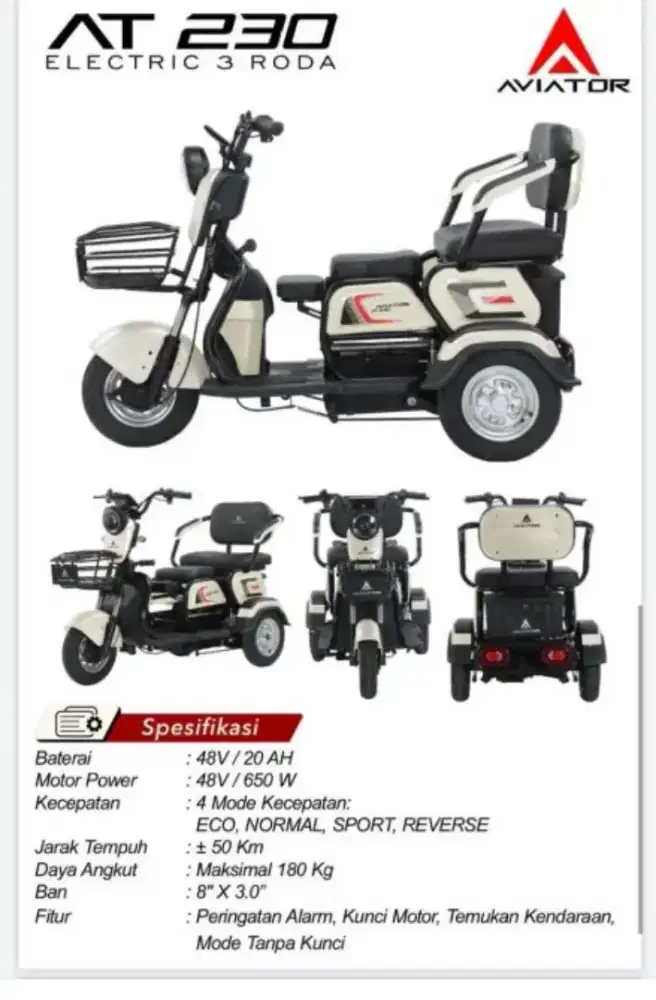 Sepeda listrik roda tiga murah Denpasar