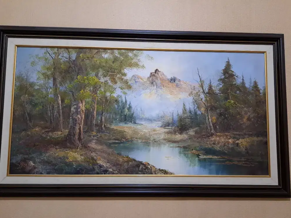 Lukisan pemandangan canvass cat minyak