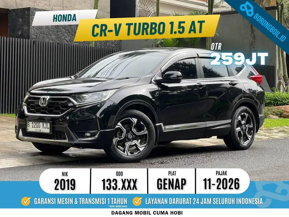 HONDA CRV TURBO 1.5 MATIC 2019 HITAM RECORD SERVICE TERMURAH