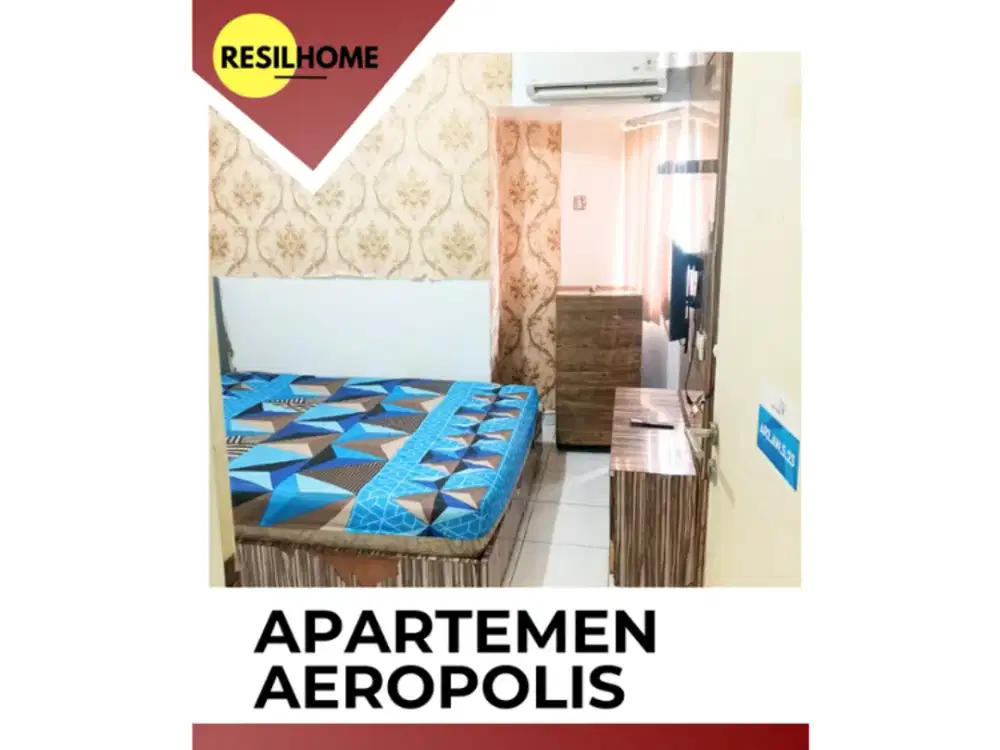disewakan perbulan apartemen Aeropolis studio full furnished ar2 nuniainn seberang bandara Soekarno-Hatta Neglasari Tangerang Banten Furniture lengkap