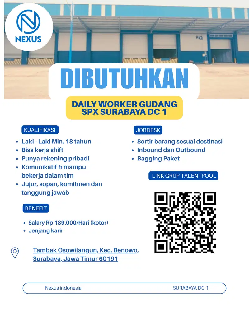 LOWONGAN KERJA SURABAYA DC 1