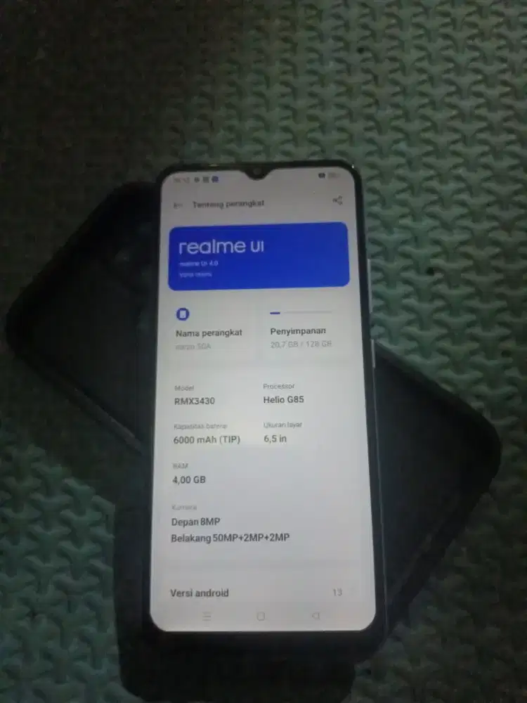 Realme narzo 50A 4/128 hp casan tipe c no minus