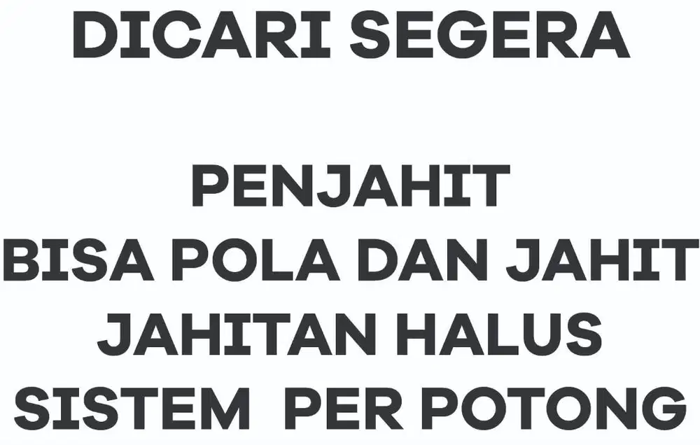 Mencari penjahit Halus yang berpengalaman Pakaian Wanita dan Pria
