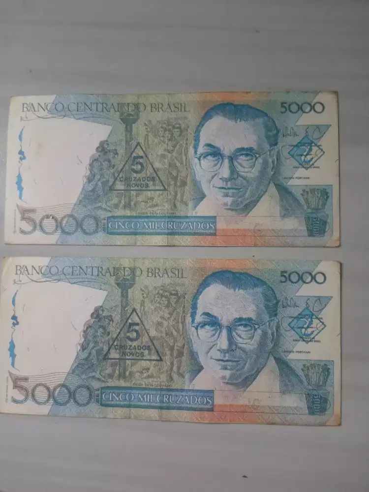 Jual uang kuno brasil 5000 real dan uang kuno indonesia