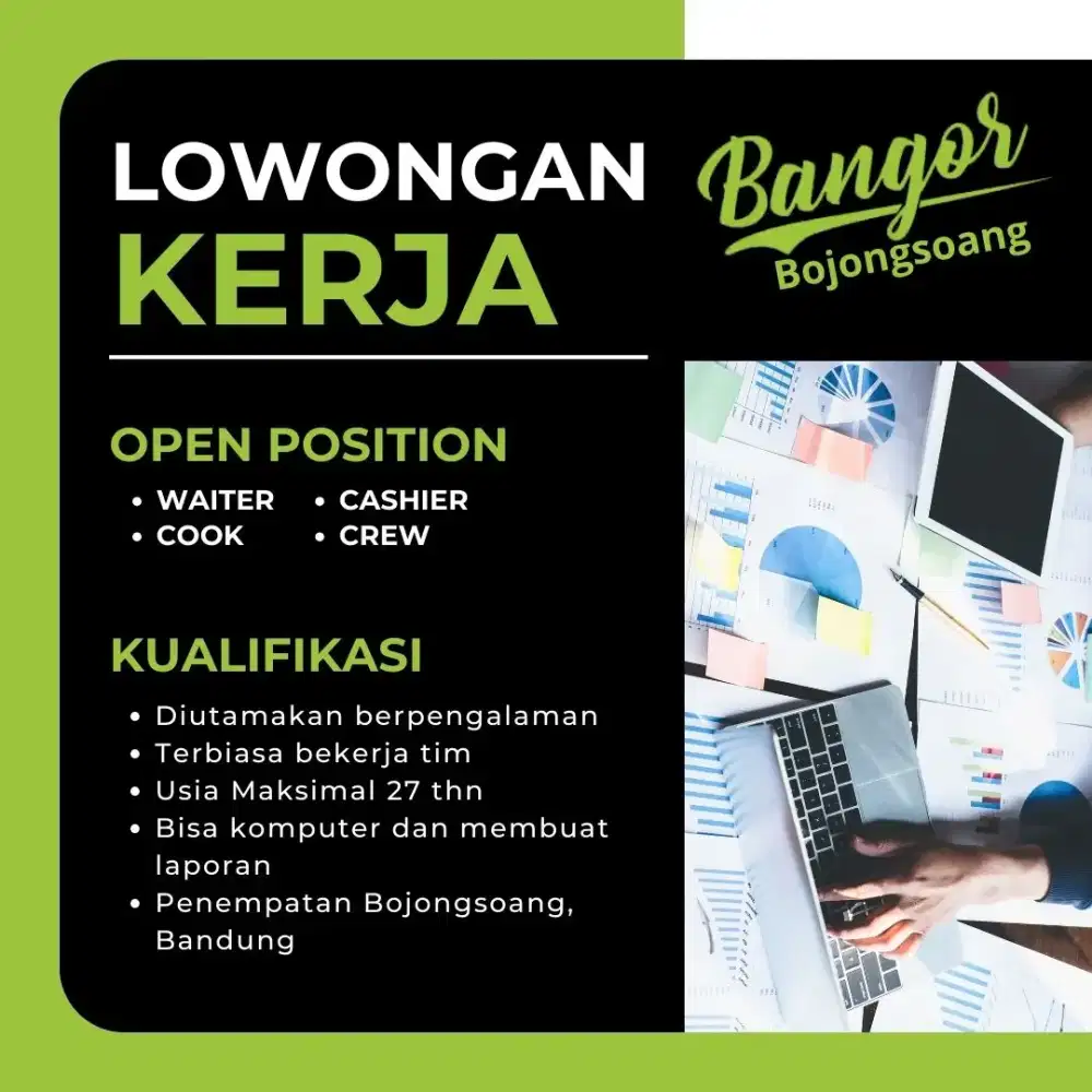 LowonganKerjaLokerWaiters,Cook,Cashier,CrewBangorBojongsoangSecepatnya