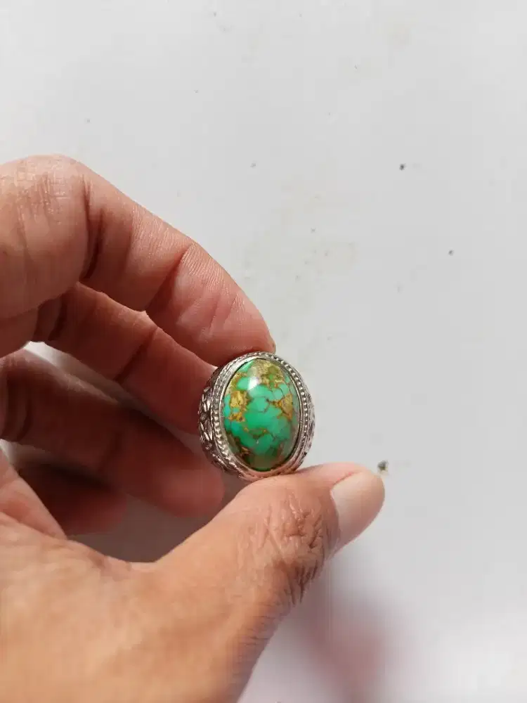 Batu Cincin Akik Permata Natural Turquoise Pirus Persia Hijau Pupus