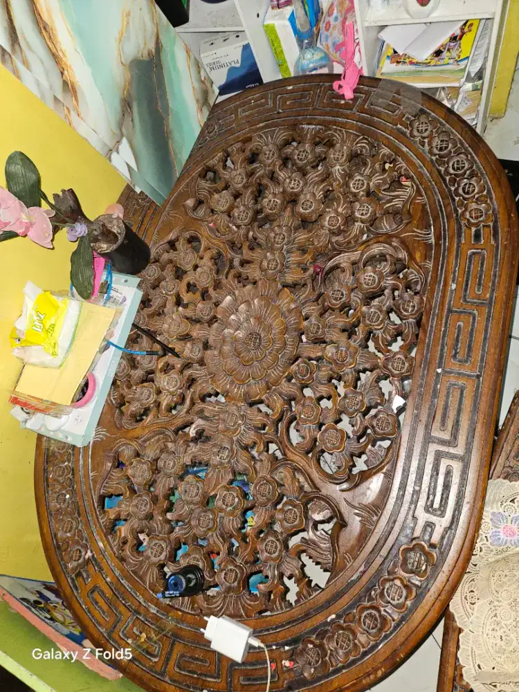 meja ukir kayu jati