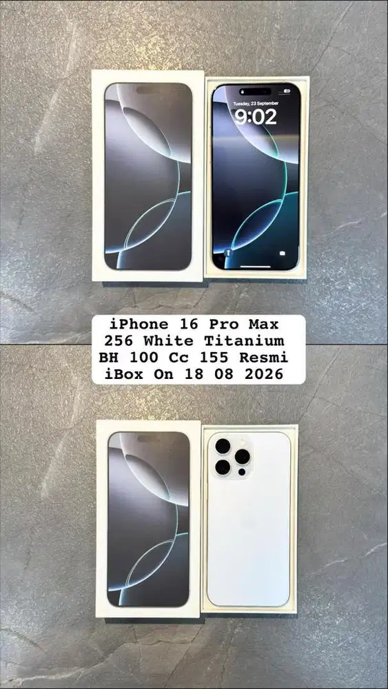 iPhone 16 Pro Max 256 White Titanium BH 100 Cc 155 Resmi iBox 18/08/26