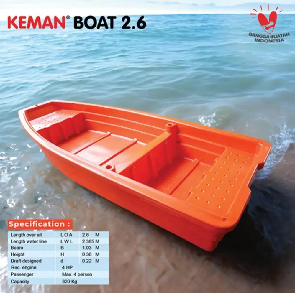 Keman Boat PE 2,6m Perahu Plastik PE Keman Garansi 6 bulan