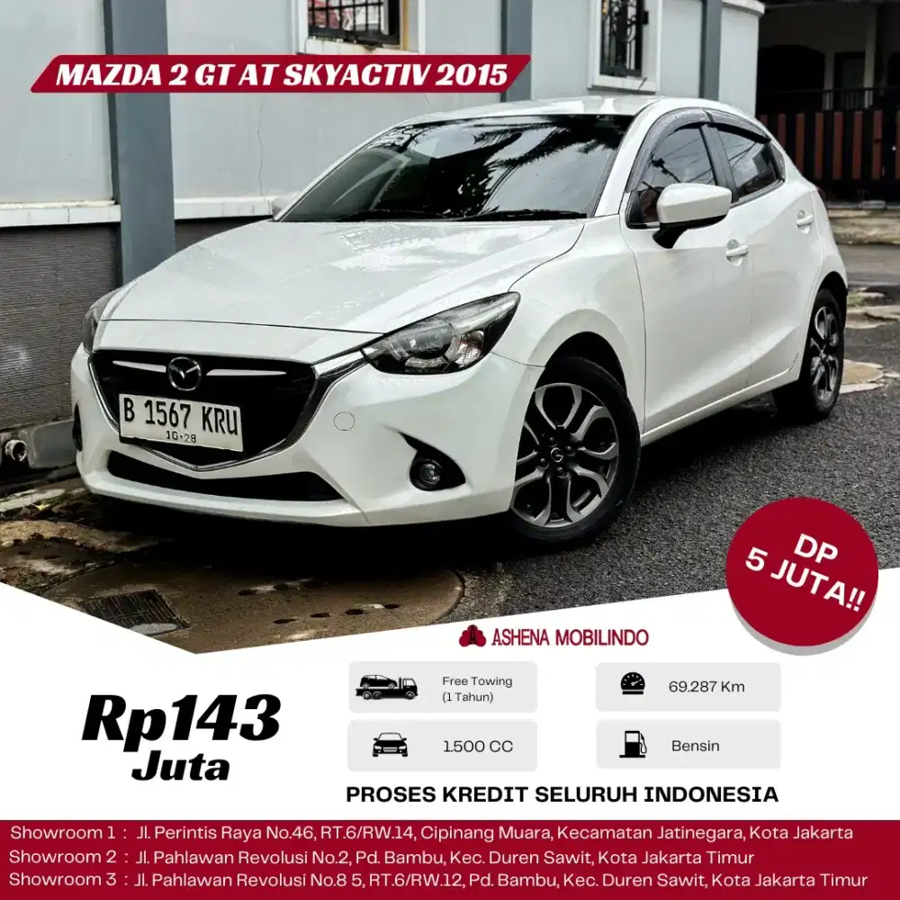 Mazda 2 GT Skyactive AT 2015 Putih DP 5jt Cash Atau Kredit Terbaik
