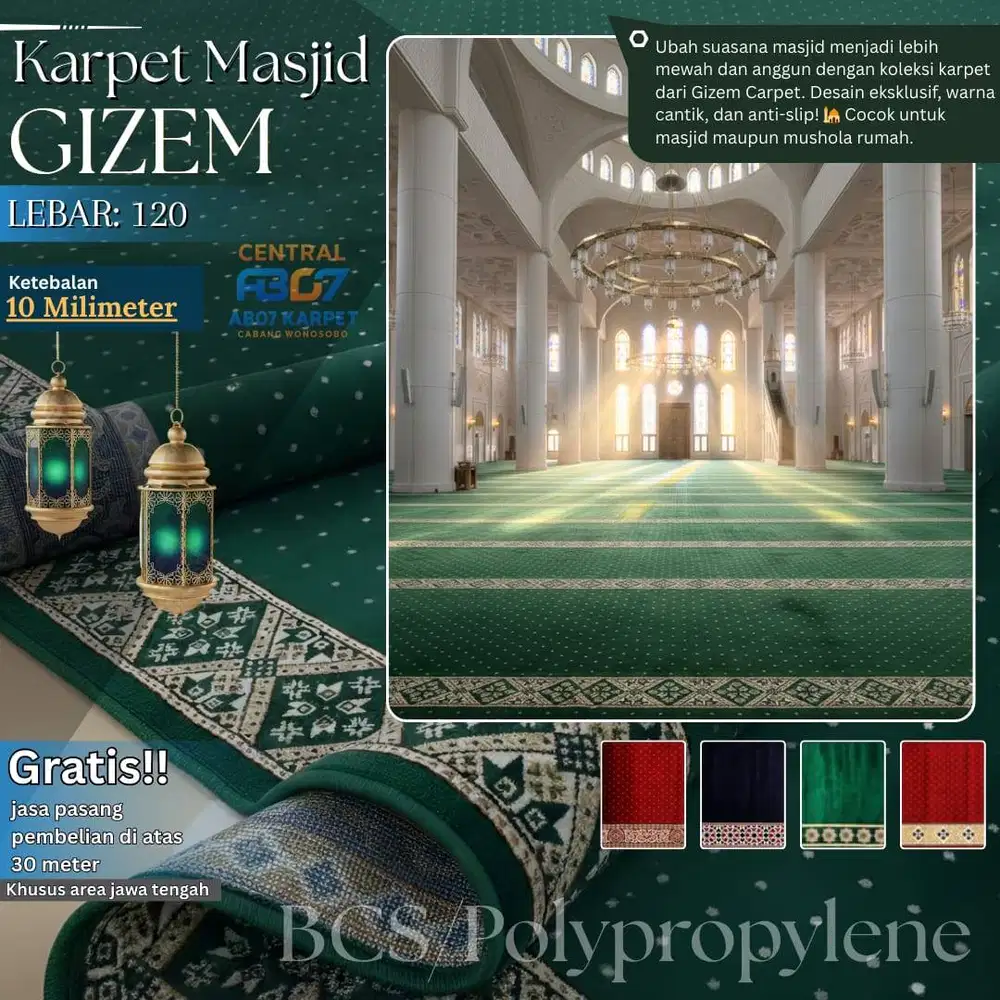 Karpet Masjid GIZEM –Lebar 120cm Kualitas Premium, Ibadah Lebih Nyaman