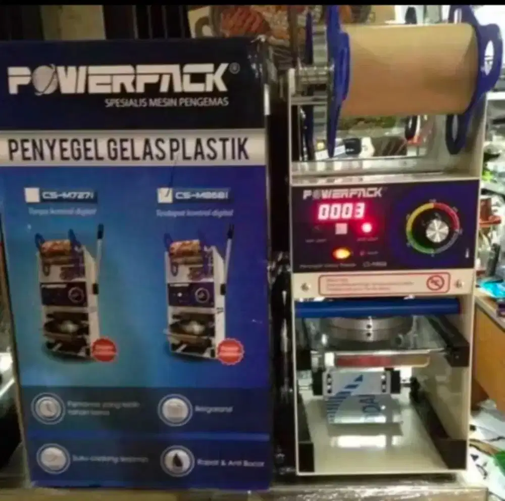 Cup Sealer mesin penyegel plastik POWERPACk Cs-M868i Counter