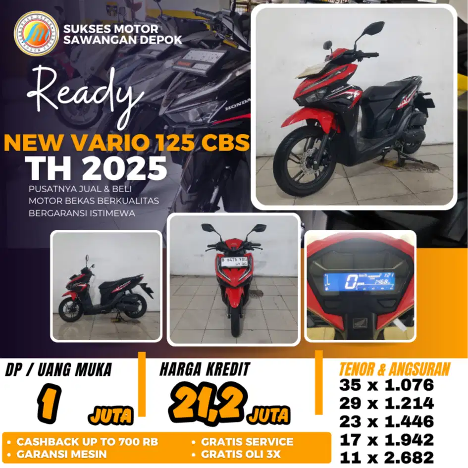 ISTIMEWA KM LOW HONDA NEW VARIO 125 CBS TH 2025 MULUS BISA CASH KREDIT