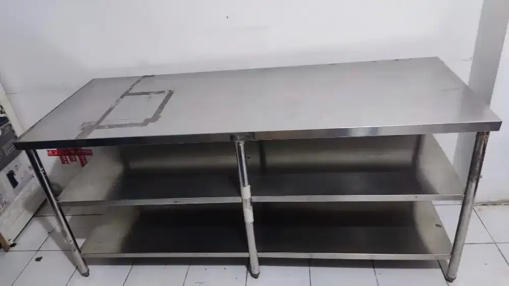 Meja Stainles Steel 3 level 180x70x80 cm