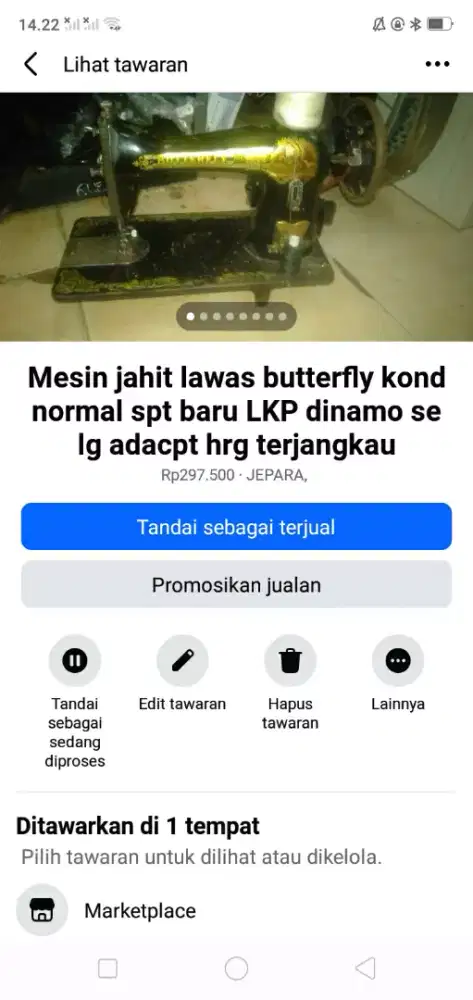 Mesin jahit lawas butterfly kond normal LKP dinamo tggl pake sj cptdpt
