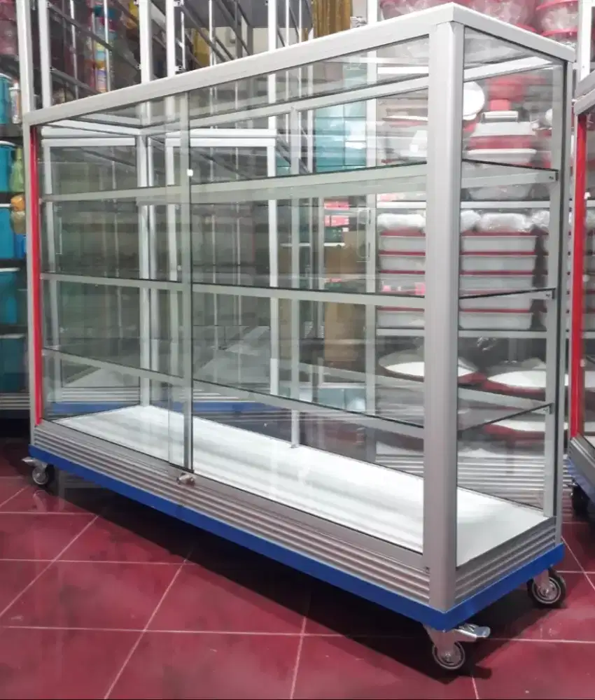 Etalase 1,5M x 1M Pakai Siku Besi + RODA BESAR Buat Toko