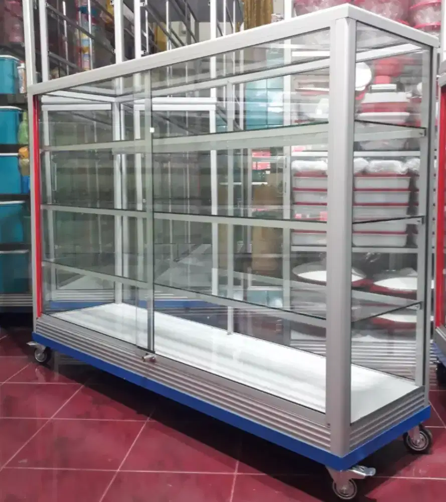 Etalase 1,5Mx1M Pakai Siku Besi + RODA BESAR Siap Kirim