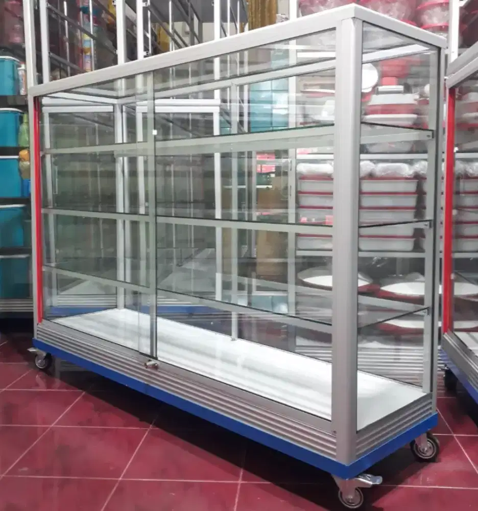 Etalase 1,5Mx1M Pakai Siku Besi + RODA BESAR Barang Ready