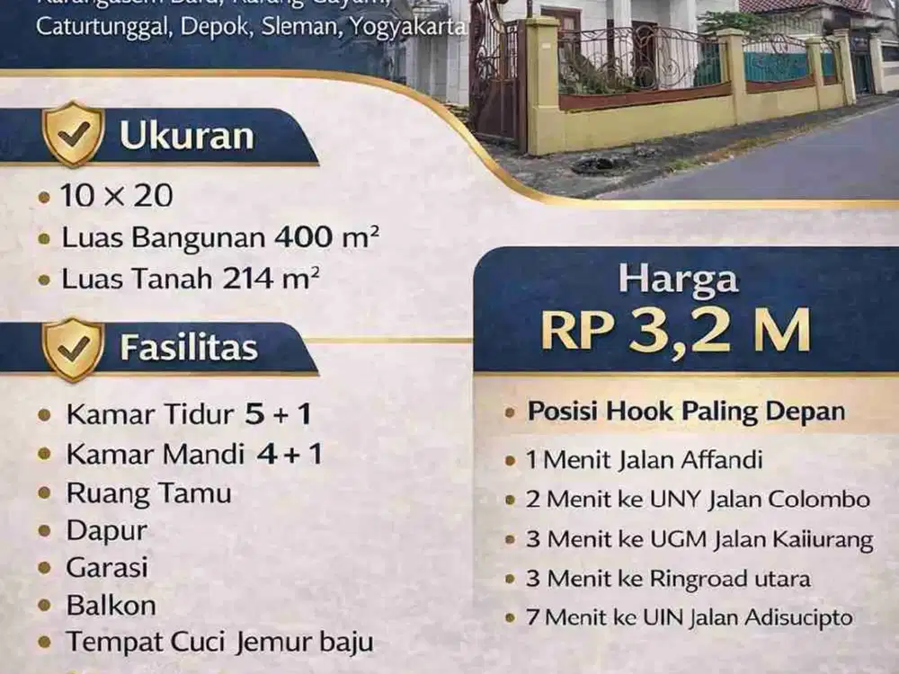 Aset Hook Langka Area UGM–UNY | Rumah 2,5 Lantai, Siap Naik Nilai