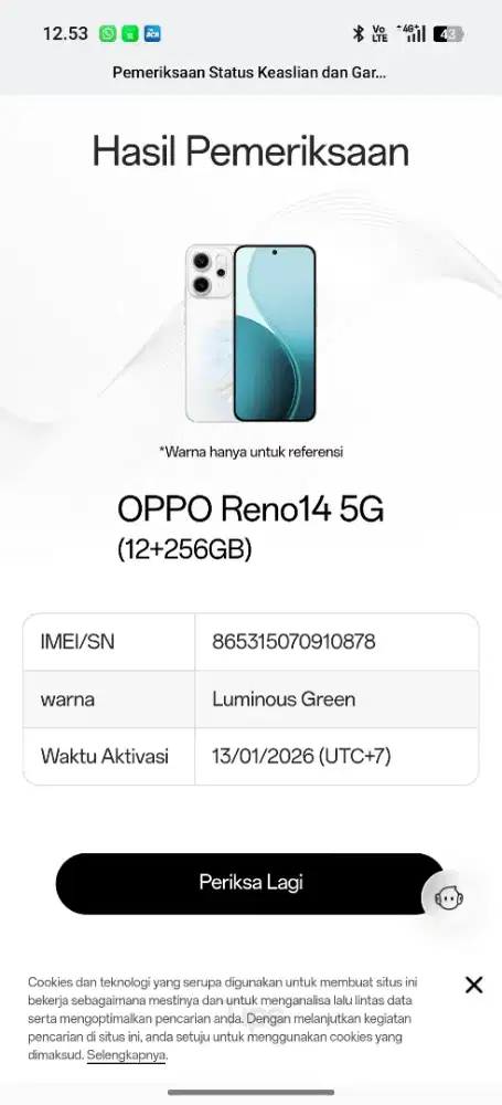 Oppo Reno 14 12/256 (2 minggu pakai)