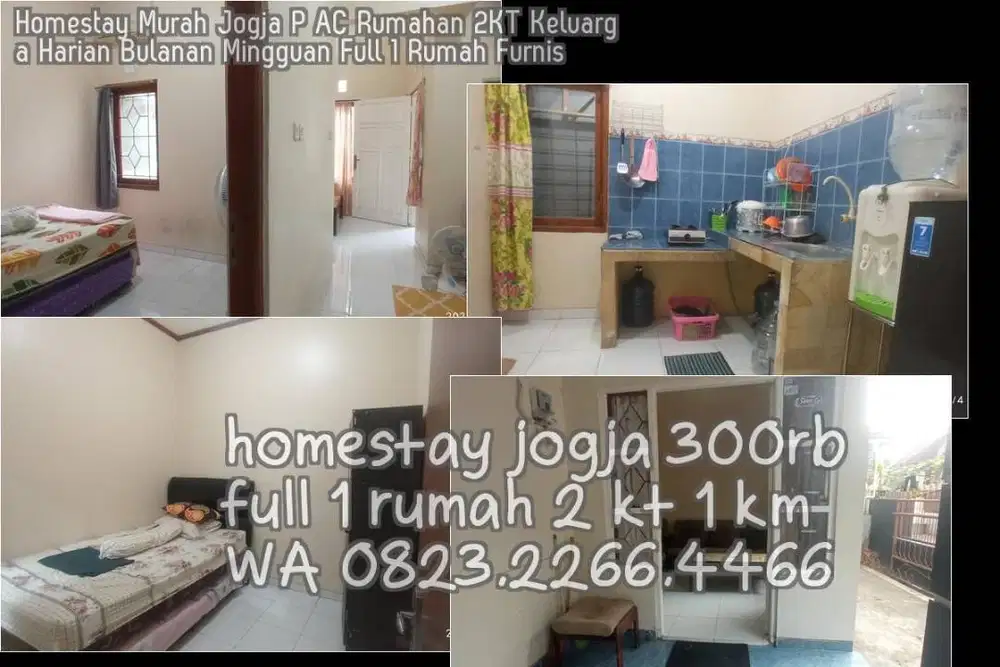 Homestay Murah Jogja P AC Rumahan 2KT Keluarga Harian Bulanan Mingguan